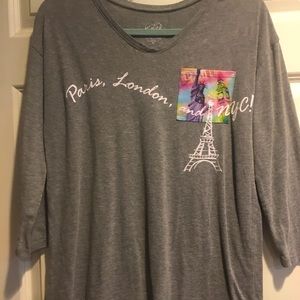Justice T Shirt - Paris, London, NYC - Gray Cotton Sz 18 Juniors